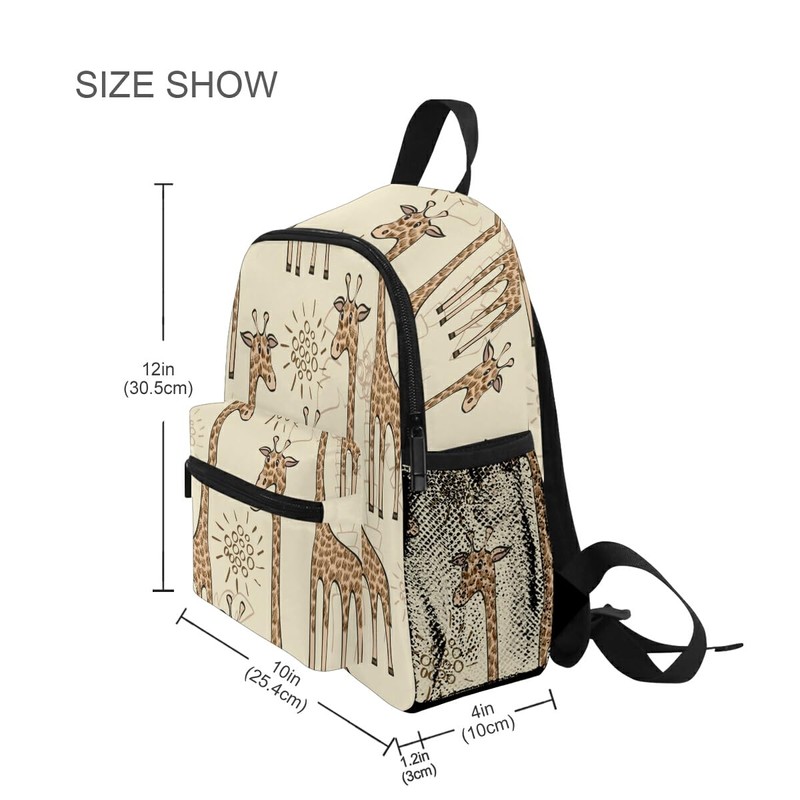 Kids School Backpack with Chest Strap, Cute Giraffe Students Childrens