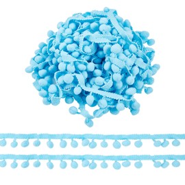 letsinstyle 10 Yards Pom Pom Ball Fringe Trim, Blue Pom Poms Tassel Trims, Decorative Ribbons for Christmas Party Decor Clothes Costume DIY Crafts