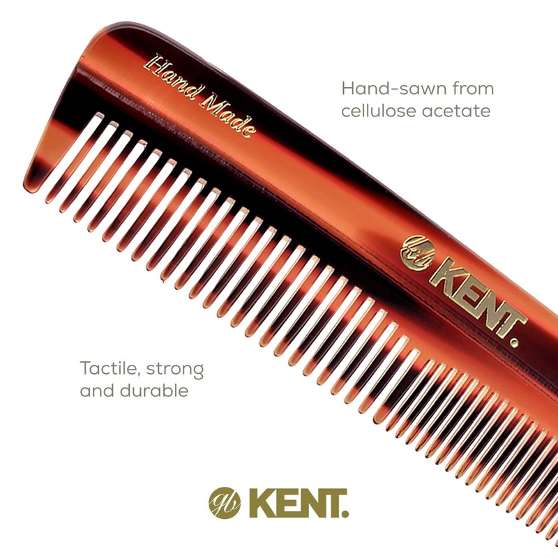 Kent R7T Fine and Wide Tooth Hair Comb, Handmade Pocket