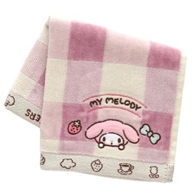 My Melody 000838-0009-01 Towel Handkerchief, Gingham Check (Pink), Women's Towel, Hand Towel, Approx. 9.8 inches (25 cm)