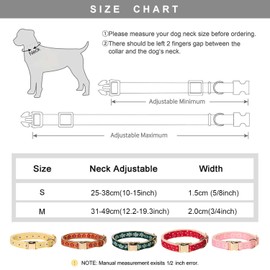 Adorable Emerald Floral Pattern Jacquard Webbing in Green Dog Collar with Soft Natural Cotton Padding and Gold Metal Buckle- Adjustable Fit for Medium Dogs