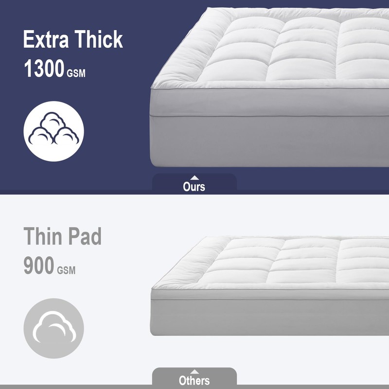 HYPREST Extra Thick Mattress Topper Queen, Pillow Top Mattress Topper