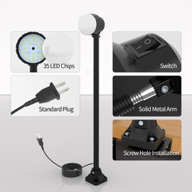 LED Work Light, 20in Flexible Gooseneck Lamp with 35LEDs, 1200 Lumen Machine Light for Lathe CNC Milling Drill Press Sewing Machine Industrial Lighting, 120V
