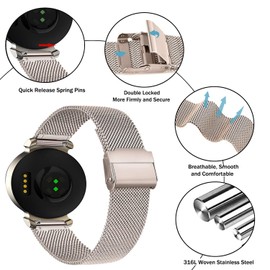 Issinlky Metal Strap for Garmin Lily 2 Bracelet, 14 mm Stainless Steel Bracelet for Garmin Lily 2 Women