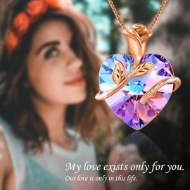 Angelady Women's Heart Pendant Necklace Rose Gold Plated Crystal Jewelry with Gift Box for Women, Daughter, Mother, Sister, Wife Gift Mom Christmas Jewelry Gift