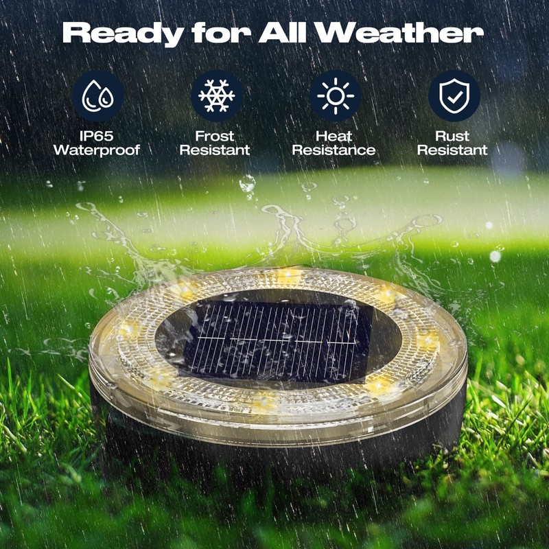 vighep Mini Solar Ground Lights, 24 Pack Solar Lights Outdoor