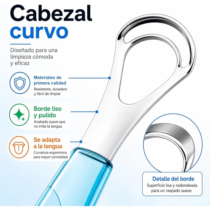 Raspador de Lengua de Acero Inoxidable - Set de 3
