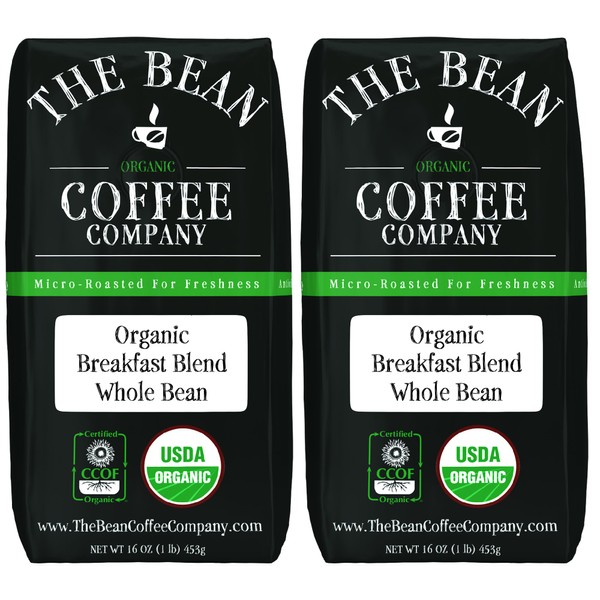 The Bean Coffee Company Organic Breakfast Blend, Medium Roast, Whole