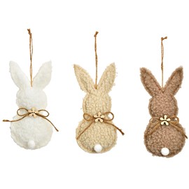 Hänger Ostern Hase Osterhase Natur aus Textil (3er Set) H:15 cm - Osterdeko, Geschenkanhänger Ostern, Frühlingsdeko, Osterhase
