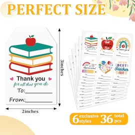 COCHIE - Pegatinas de agradecimiento para profesores, 36 unidades, etiquetas adhesivas para maestros de agradecimiento, etiquetas autoadhesivas para el nombre del día del profesor, sellos de sobres,