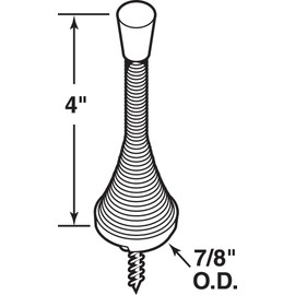 Prime-Line Products MP9160 Door Stop, 4 in. Reach, Spring Steel, Chrome Plated, Heavy Duty, Flexible Wire, Rubber Tip, Baseboard Mount, Pack of 5