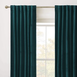 RYB HOME Velvet Curtains 108 inches 2 Panels Set - Super Soft Durable Window Drapes Room Darkening Energy Smart Back Tap for Apartment Villa Room Backdrops, Peacock Blue, W52 x L108 inches, 2 Panels