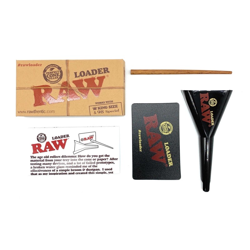 raw king 98 size cone loader+raw three tree conecase+glass tip+tube+woode