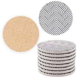Absorbent Drink Coasters, GOH DODD 8 Pieces Ceramic Mats Table Centerpieces Home Decor with Cork Backing and Holder Stand for Home Office, Folded Space Pattern