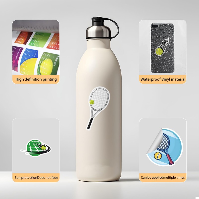 Tennis Stickers Pack of 50 Vinyl Funny Trendy Ball Sports