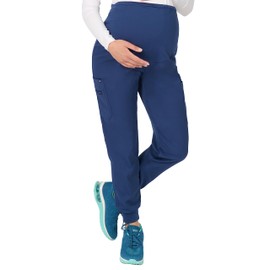 Evolution Scrubs Women's 4-Way Stretch Maternity Jogger Pant, Navy, Medium