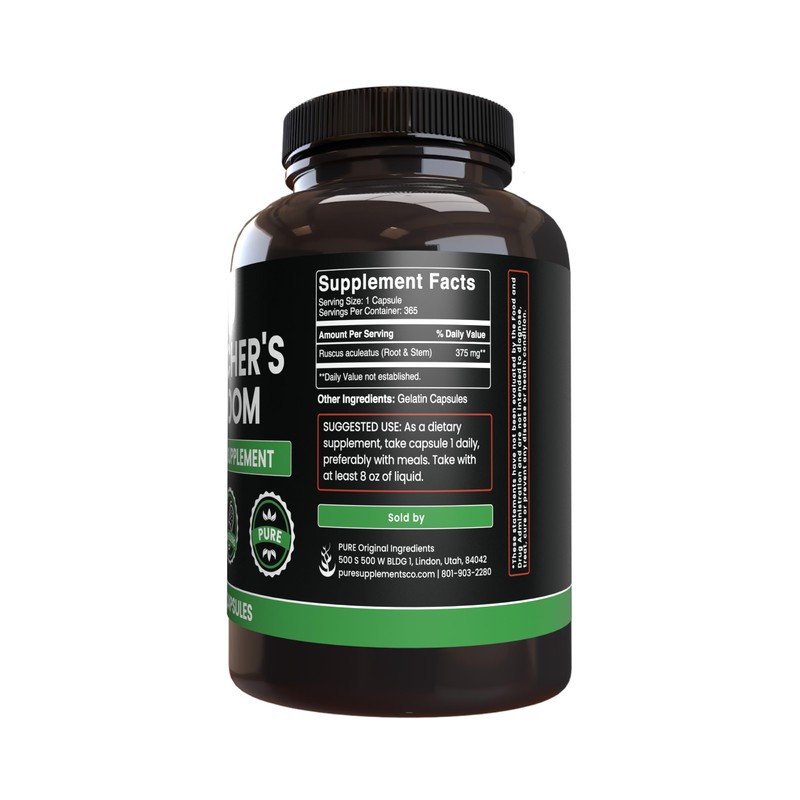 Pure Original Ingredients Butcher's Broom (365 Capsules), No Magnesium or