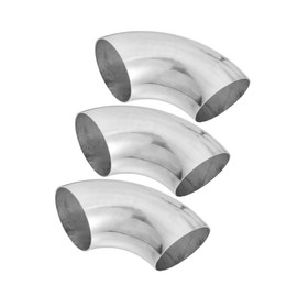 ACROPIX 3pcs OD 3.5 Inch 90 Degree Mandrel Bend Elbow SS304 Stainless Steel Bend Tube Exhaust Elbow Pipe for Car Arc Length 230mm Silver Tone Car Parts