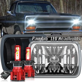 CHUSYYRAY Pair 5x7" 7x6" LED Headlights Hi/Lo Beam For Dodge D150 D250 D350 Ram 50 H4 9003