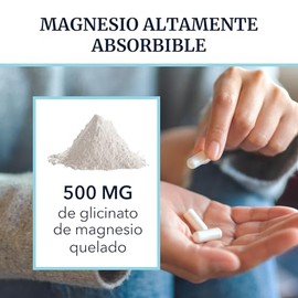 Glicinato Magnesio 500 Alta Absorción Vegano 120 Cápsulas Mejora Sueño Relajación Muscular Huesos Fuertes Quelado Gmo
