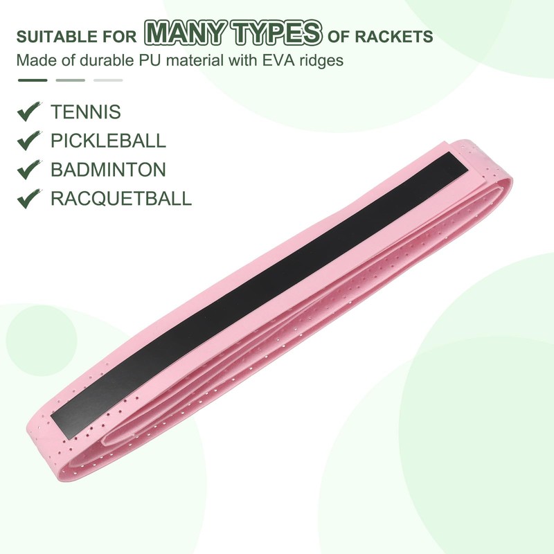 PATIKIL テニスラケットグリップテープ 3パックPUラケットオーバーグリップ ダンピングリッジ付きアンチスリップ吸収性パーフォレーテッドハンドルグリップ バドミントンピクルボール釣りロッド用 ペールピンク