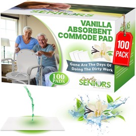 Absorbent Pads for Bedside Commode Liners - 100 Vanilla Scented Pads for Portable Toilet Bags & Porta Potty - Adults Disposable Pads with Gel for Bed Pan, Commode Chair for Toilet with Arms & Bucket