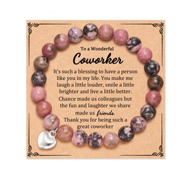 JOGDIAM Gifts for Coworkers Christmas Gifts for Women Natural Stone Beaded Bracelets Going Away Thank You Appreciation Gifts for Coworkers