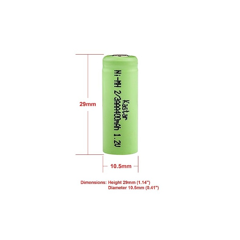 Kastar 1 Pcs Ni-MH 2/3AAA Battery 1.2V 400mAh (Flat Top)