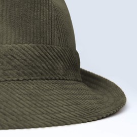 fiebig Westminster Corduroy Hat Trilby for Men and Women Made of Cotton Made in Italy Fedora with Cord Fitting, Inner Band and Mesh Lining Many Colours and Sizes, olive