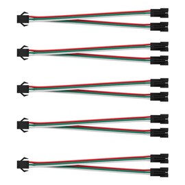 5PCS JST SM 3PIN V Shape 1 to 2 Connectors for 3 Pin SMD WS2812B WS2811 WS2812 WS2814 SK6812 FCOB WS2811 IC Addressable LED Strip Female Male 15CM 22AWG Wire