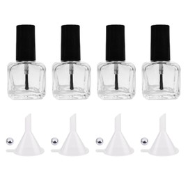 NIIIYTYB 4Pcs Empty Nail Polish Bottles with Brush Small 5ML Glass Bottles with Cap Funnel Mixing Balls Gel Applicator Sample Bottle