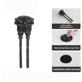 Lexziuo 1PCS Black Round Dual Flush Button - 38mm/48mm/58mm Universal Toilet Tank Replacement Part for Bathroom Toilet Repair, Water Saving Dual Flush Button (58MM)