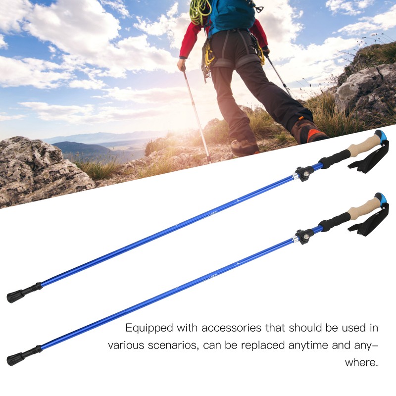 2pcs Foldable Hiking Poles Set Outdoor Walking Climbing Alpenstocks Collapsible