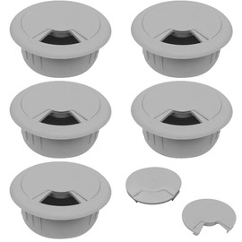 CordAway Round Plastic Desk Grommet Ideal for Home Office, Computer, Gaming, Home Theaters & Entertainment Centers Adjustable, 2" Diameter, 1-1/8" deep, Gray, 5/Pack