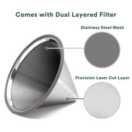 OVALWARE Pour Over Coffee Dripper Maker - (17oz / 0.5L) Unlock New Flavors with Paperless Stainless Steel Filter, Precision Measuring Cup and Carafe