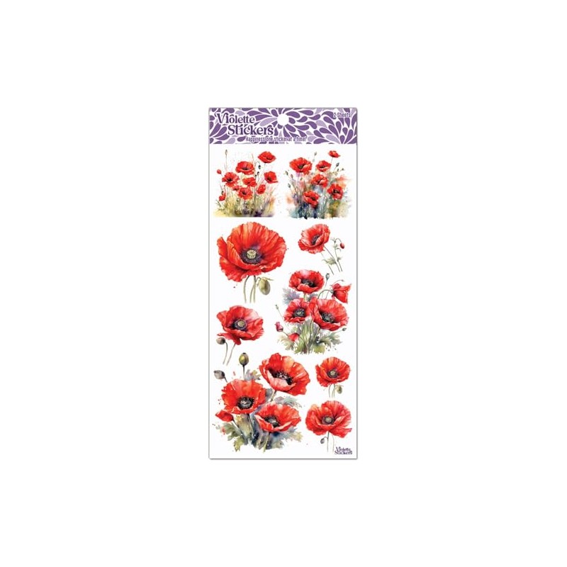 Red Poppy Flower Stickers by Violette Stickers