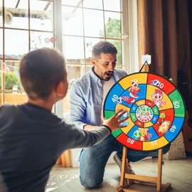 Kids Dart Board Set, 29 Inches Double Sided Dartboards with 20 Sticky Balls and 10 Darts, Indoor Outdoor Sports Party Game Toys for 5 6 7 8 9 10 11 12 Years Old Boys, Girl and Adult