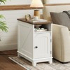 HOOBRO Narrow Farmhouse End Table with Charging Station, Slim Side
