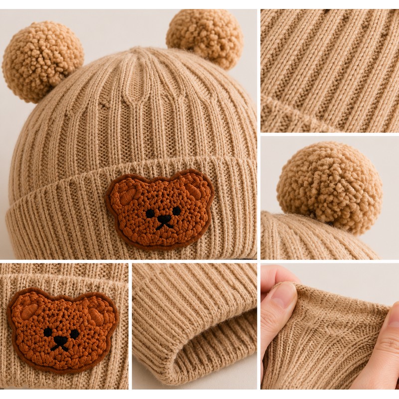 Baby Bear Ear Winter Hat for Kids – Soft Knitted