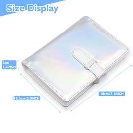 Photo Album 4x6 Photos - 68 Pockets Small Mini Capacity Premium Vegan Leather Cover Book, Portable Wallet Photo Album for Boys Girls Birthday Wedding (Magic Silver)