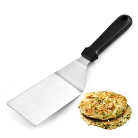 UPKOCH Stainless Steel Cooking Scraper with Plastic Handle Spatula Flexible for Steak Pizza and Pancakes Heat Resistant Frying Spatula Set of 2 Kitchen Utensils