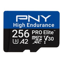 PNY 256GB PRO Elite™ High Endurance C10 U3 V30 A2 microSDXC Flash Memory Card - Up to 100/90MB/s Read/Write, 4K UHD, Full HD, UHS-I, Surveillance, Home Security, Dash Cam