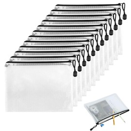 Pack of 12 A6 Document Wallets, Document Folder A6, Document Bag with Zip, Document Bag with Zip, Document Bag Zip, for File Paper Receipts (Black)