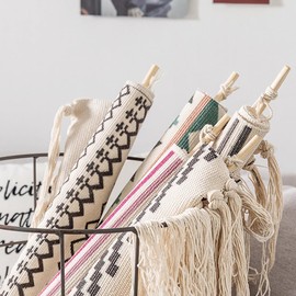 Cotton Wall Tapestry Hanging Decor, 20x34 Large Macrame Woven Boho Chic Bohemian Abstract Geometric Printed Tapestries Decor Gift for Apartment Dorm Kids Livingroom Bedroom Door Entrance Home Office