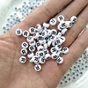 Amaney Letter Beads R 100pcs 7×4mm White Round Acrylic Black