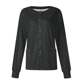 Plus Size Women's Long Sleeve Fleece Scrub Jackets for Nurses