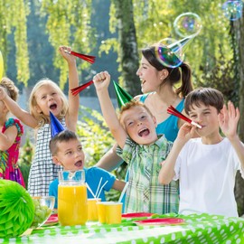 LCPQMZGH 48 Pcs Noise Makers Glitter Metallic Fringed Noise Makers Horns for Baby Shower, Kids Birthday, New Year Party Favor - White Red