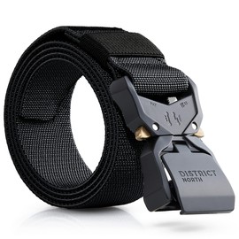 District North Tactical Belt Men's Elastic Tactical Belt Military Work Belt Outdoor with High Performance Quick Release Buckle and Stretch Features, black