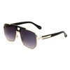 Gazelle Viceroy Square Retro Luxury Aviator Sunglasses (Black & Rose