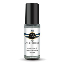 CA Perfume Impression of Yves Saint La Nuit Homme Electric For Men Replica Fragrance Body Oil Dupes Alcohol-Free Aromatherapy Sample Travel Size Concentrated Long Lasting Roll-On 0.14 Fl Oz/4ml-X1